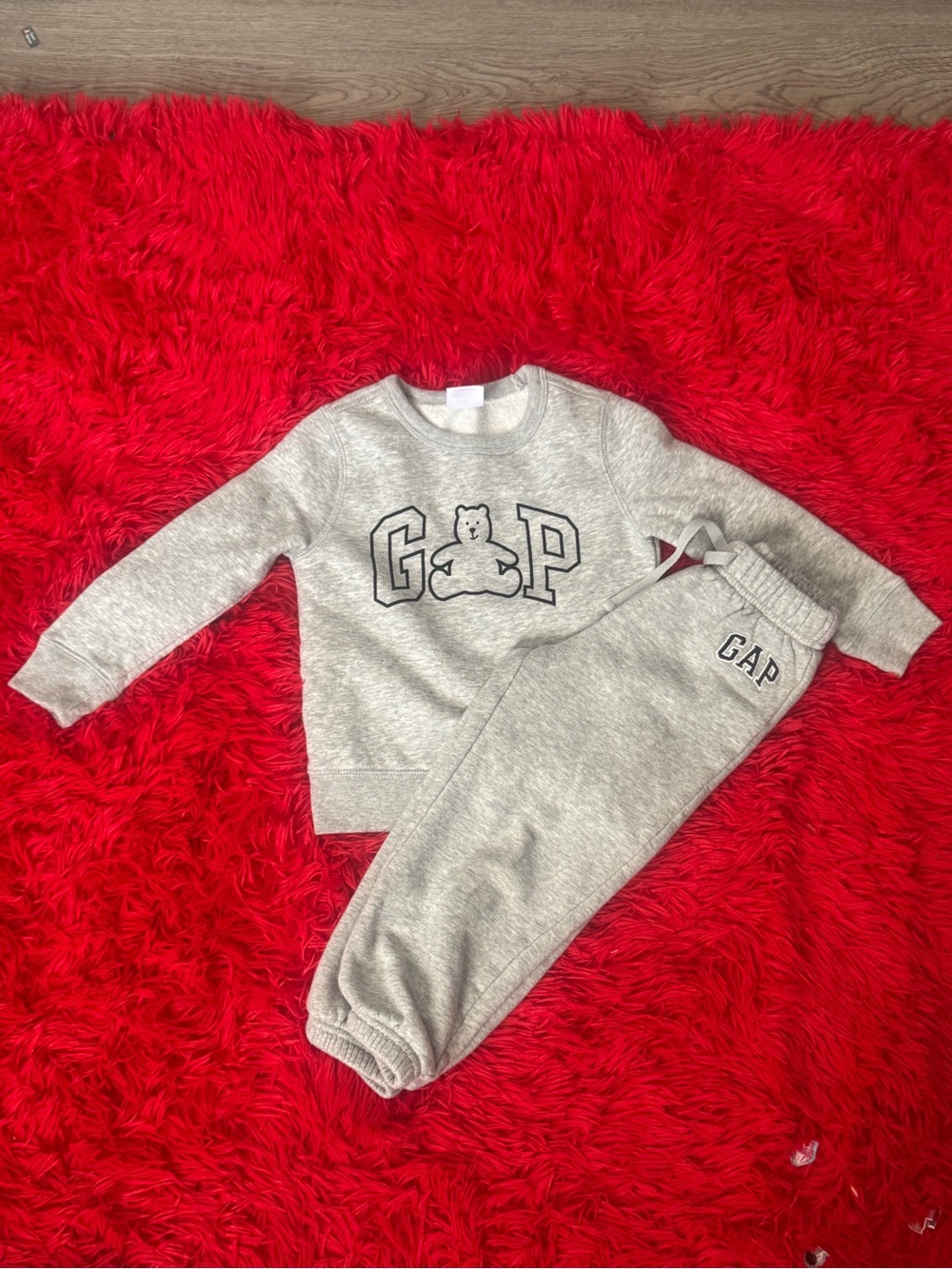 GAP Kids Gray Bear Logo Sweatshirt & Bottoms